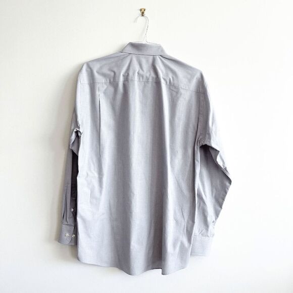 Nautica Mens Collared Classic Dress Shirt Button Long Sleeve Plain Gray Size 16 - Picture 2 of 8